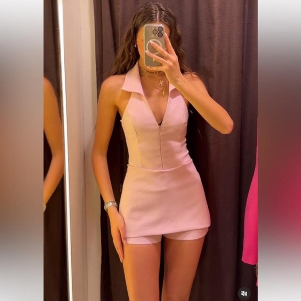 ZARA SHIRT STYLE HALTER TOP